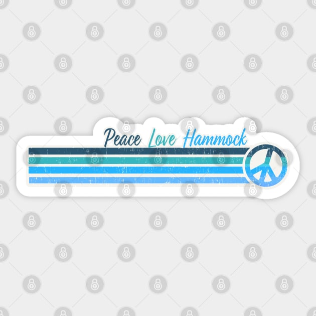 Peace Love Hammock - Blue Retro Stripes Sticker by Jitterfly